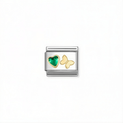 Nomination Classic link with green heart stone and 18k gold butterfly for Nomination Composable Classic bracelets