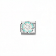 Nomination Classic green shaded flower link in silver with enamel and cubic zirconia for Nomination Composable Classic bracelets