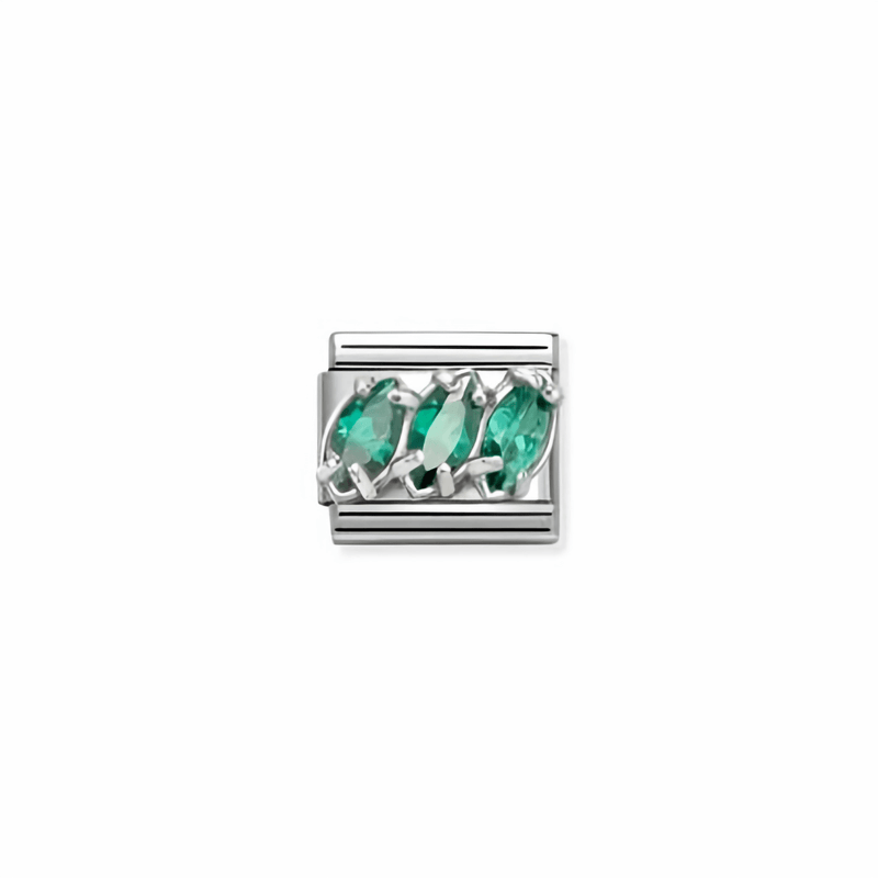 Nomination Classic trilogy link in silver with green cubic zirconia for Nomination Composable Classic bracelets