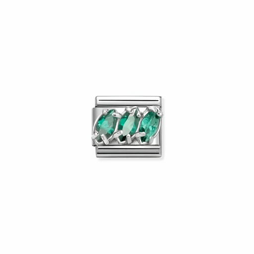 Nomination Classic trilogy link in silver with green cubic zirconia for Nomination Composable Classic bracelets