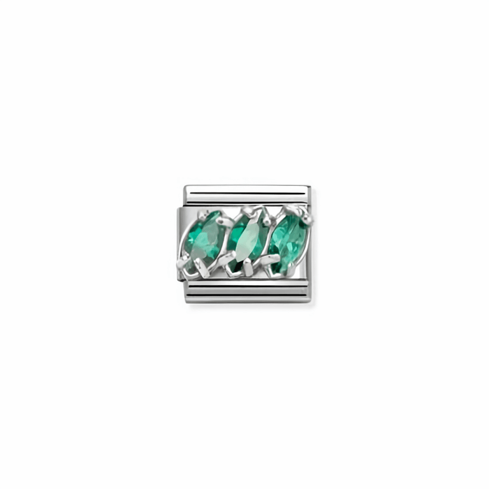 Nomination Classic trilogy link in silver with green cubic zirconia for Nomination Composable Classic bracelets