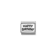 Nomination Happy Birthday Classic Link charm in stainless steel and sterling silver
