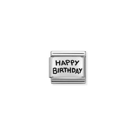 Nomination Happy Birthday Classic Link charm in stainless steel and sterling silver