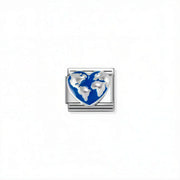 Nomination Classic heart globe link in silver with blue enamel for Nomination Composable Classic bracelets