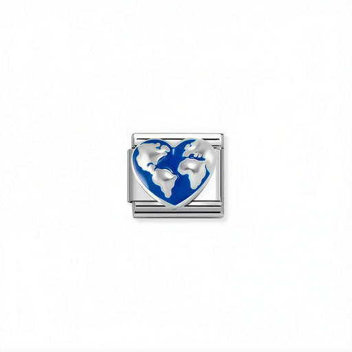 Nomination Classic heart globe link in silver with blue enamel for Nomination Composable Classic bracelets