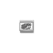 Nomination Classic Link hedgehog with flowers charm on silver bracelet