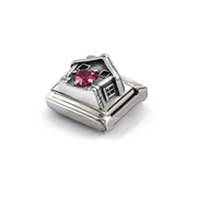 Nomination House charm with red heart-shaped Cubic Zirconia and oxidised silver detail