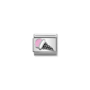 Nomination Classic Link charm with pink enamel ice cream cone in sterling silver on stainless steel