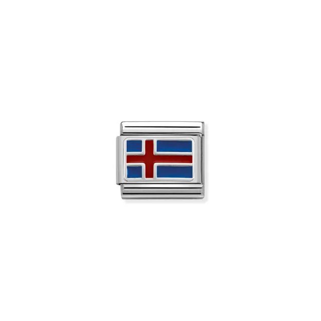 Nomination Classic Link Icelandic Flag charm worn on silver bracelet