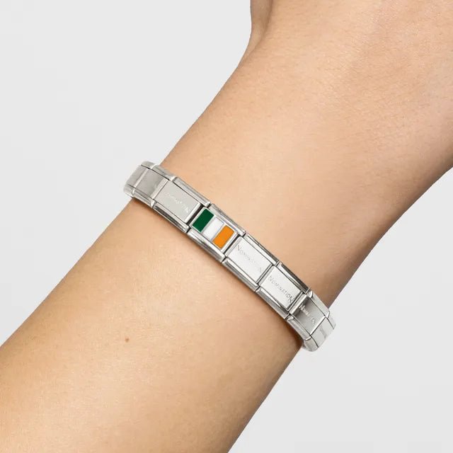Nomination Classic Link Irish Flag charm on silver bracelet
