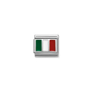 Close-up of Nomination Italian Flag Classic Link charm in enamel and silver