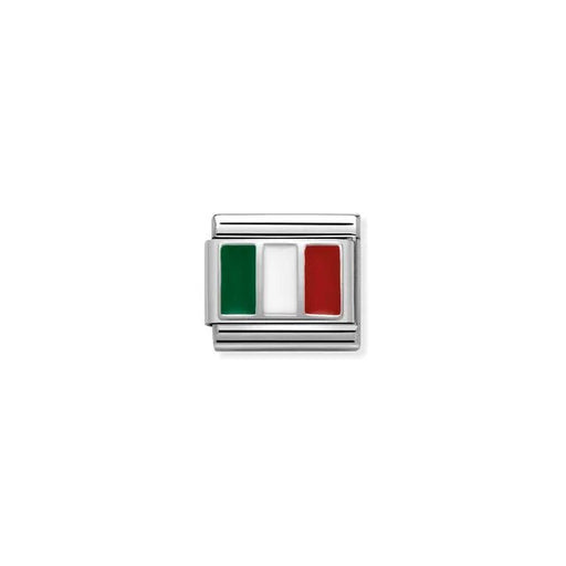 Close-up of Nomination Italian Flag Classic Link charm in enamel and silver