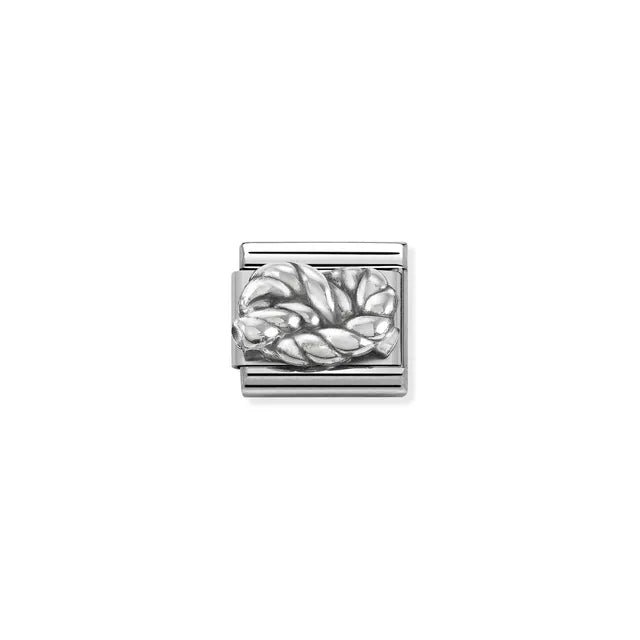 Nomination Classic link charm with sterling silver knot, vintage oxidised finish on stainless steel