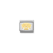 Nomination Composable Classic Link with bonded yellow-gold Labrador dog head on stainless steel