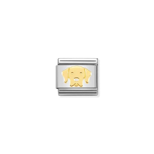 Nomination Composable Classic Link with bonded yellow-gold Labrador dog head on stainless steel