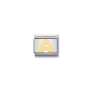 Nomination Letter A Classic Link charm in stainless steel with bonded yellow-gold initial
