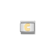 Nomination Letter C Classic Link charm in stainless steel with bonded yellow-gold initial