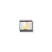 Nomination Letter J Classic Link charm in stainless steel with bonded yellow gold