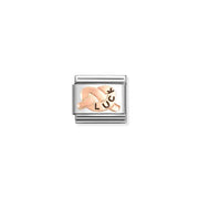Nomination Classic Link charm with LUCK promise knot in bonded rose gold with black enamel on stainless steel, for a Nomination Bracelet