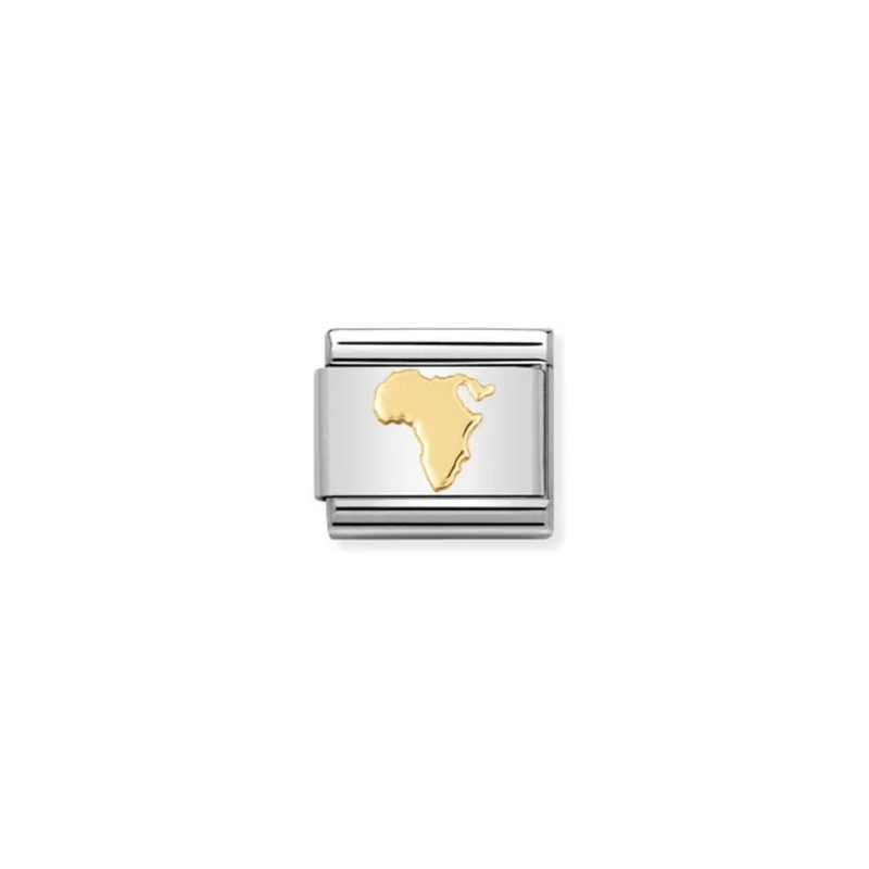 Nomination Composable Classic Map of Africa yellow gold Link charm