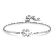 Nomination Milleluci Four Leaf Clover adjustable bracelet in silver stainless steel with white cubic zirconia heart