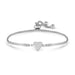 Nomination Milleluci Heart Bracelet in stainless steel with white Cubic Zirconia and adjustable slider chain on a white background.