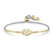 Nomination Milleluci Heart and Infinity bracelet with gold-tone PVD, glitter enamel and white Cubic Zirconia