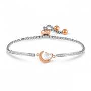 Nomination Milleluci Moon Heart adjustable bracelet in rose gold-tone PVD with white cubic zirconia heart