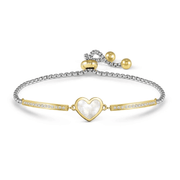Nomination Milleluci Mother-of-Pearl Heart bracelet with gold-tone PVD and white Cubic Zirconia
