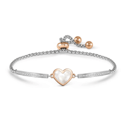 Nomination Milleluci Mother-of-Pearl Heart bracelet with rose gold-tone PVD and white Cubic Zirconia