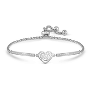 Nomination Milleluci Rosebud Heart bracelet in silver-tone stainless steel with white Cubic Zirconia and crystals