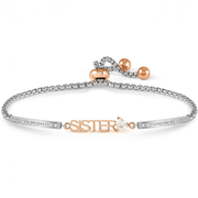 Nomination Milleluci Sister adjustable bracelet in rose gold-tone PVD with white cubic zirconia