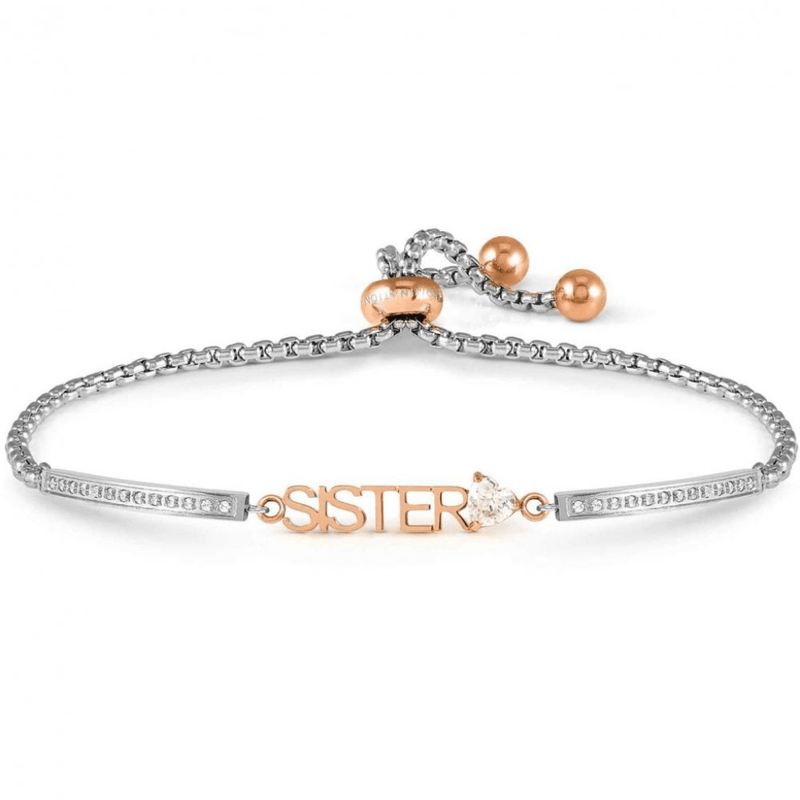 Nomination Milleluci Sister adjustable bracelet in rose gold-tone PVD with white cubic zirconia