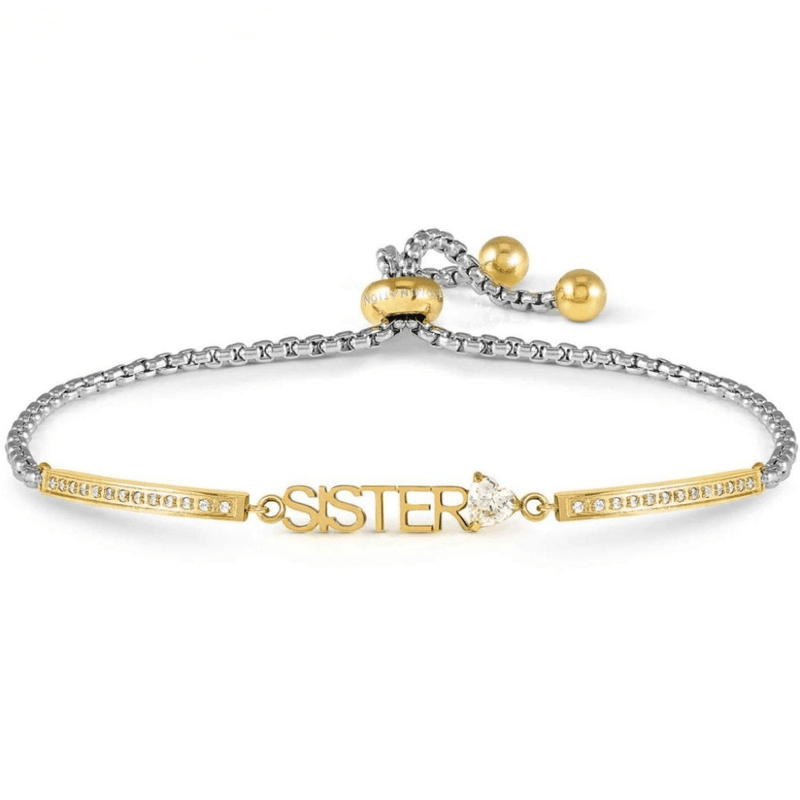 Nomination Milleluci Sister adjustable bracelet in yellow gold-tone PVD with white cubic zirconia