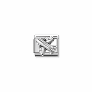 Nomination Classic oxidised airplane link in silver with cubic zirconia for Nomination Composable Classic bracelets