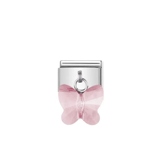 Nomination pink cubic zirconia butterfly pendant Classic Link