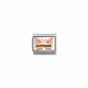 Nomination Classic pink butterfly happiness link in 9k rose gold for Nomination Composable Classic bracelets