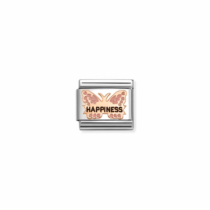 Nomination Classic pink butterfly happiness link in 9k rose gold for Nomination Composable Classic bracelets