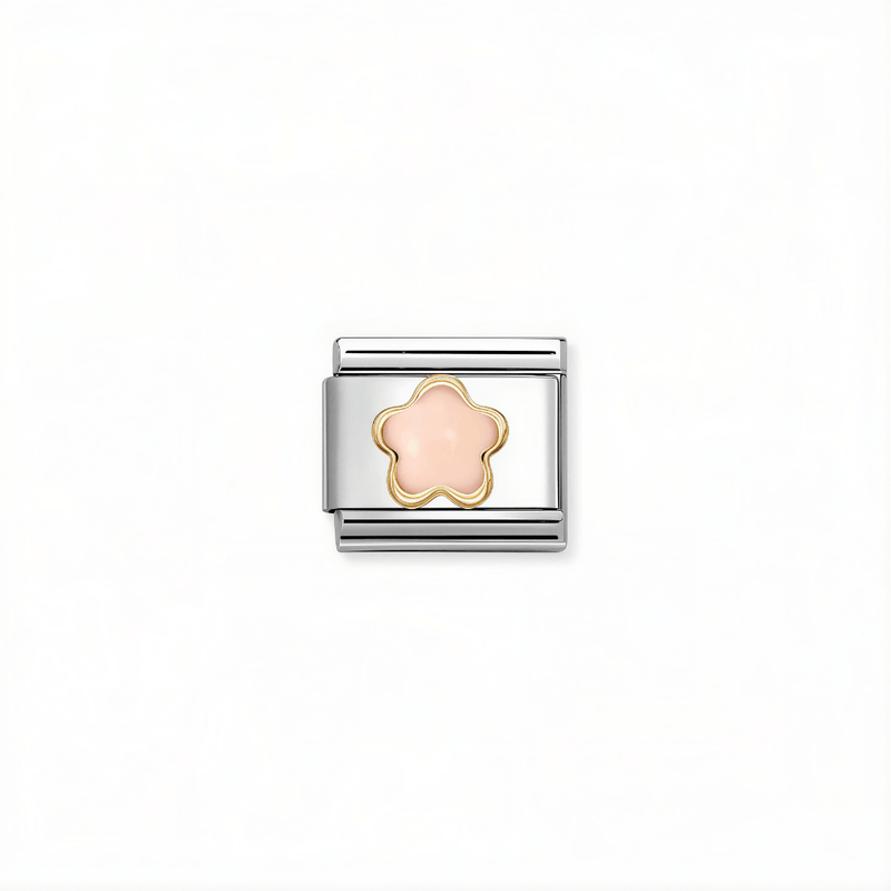 Nomination Classic pink coral flower link with 18k gold detail for Nomination Composable Classic bracelets