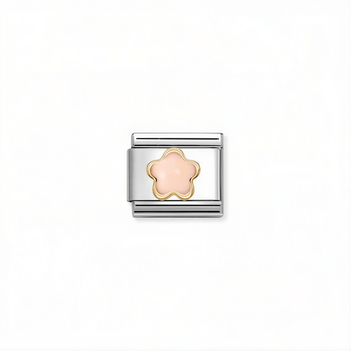 Nomination Classic pink coral flower link with 18k gold detail for Nomination Composable Classic bracelets