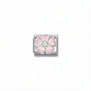 Nomination Classic pink shaded flower link in silver with enamel and cubic zirconia for Nomination Composable Classic bracelets