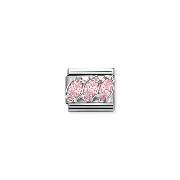 Nomination Classic trilogy link in silver with pink cubic zirconia for Nomination Composable Classic bracelets