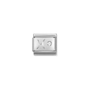 Close-up of Nomination Classic Link Pisces zodiac charm in stainless steel with a sterling-silver symbol and white cubic zirconia, for Composable Classic bracelets.