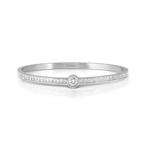 Nomination Pretty Bangles stainless-steel bangle with white central Cubic Zirconia and pavé detailing.