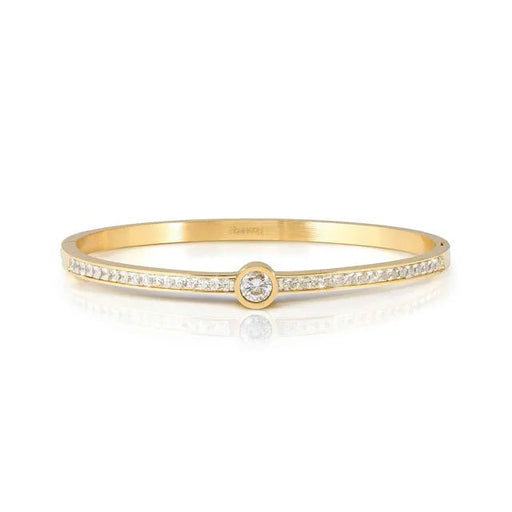 Nomination Pretty Bangles Yellow PVD bangle with white central Cubic Zirconia and pavé detailing.
