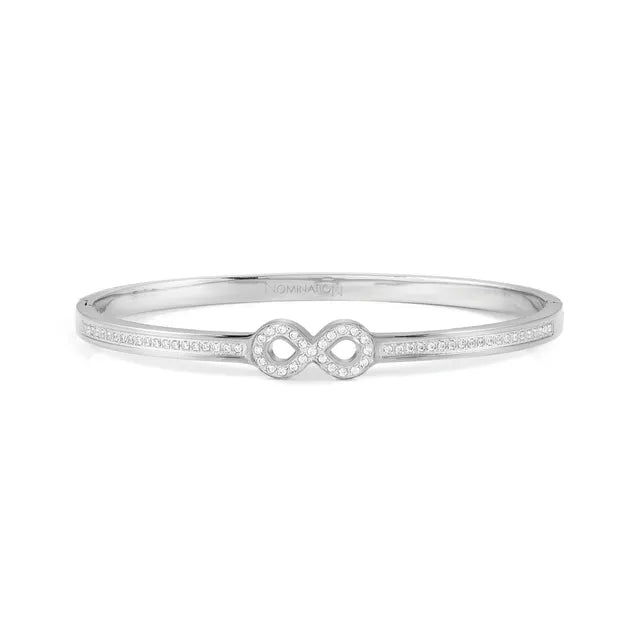 Nomination Pretty Bangles stainless-steel bracelet with white Cubic Zirconia infinity symbol.