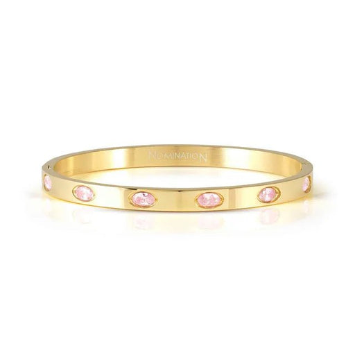 Nomination Pretty Bangles Yellow PVD bangle with oval rose Cubic Zirconia stones.