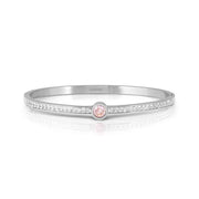 Silver Nomination Pretty Bangles bangle with pink central stone and white Cubic Zirconia.