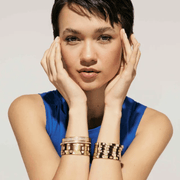 Stacked Nomination Pretty Bangles bracelets worn as a layered jewellery look