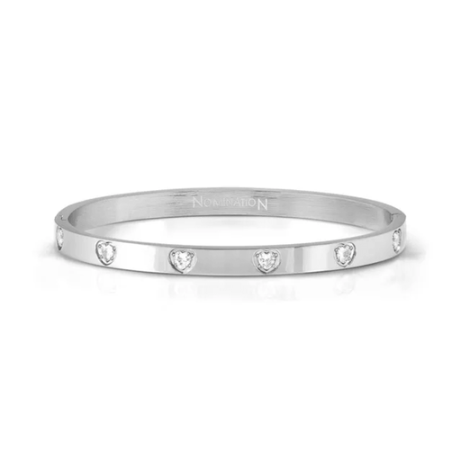 Nomination Pretty Bangles stainless steel bracelet with white heart cubic zirconia stones